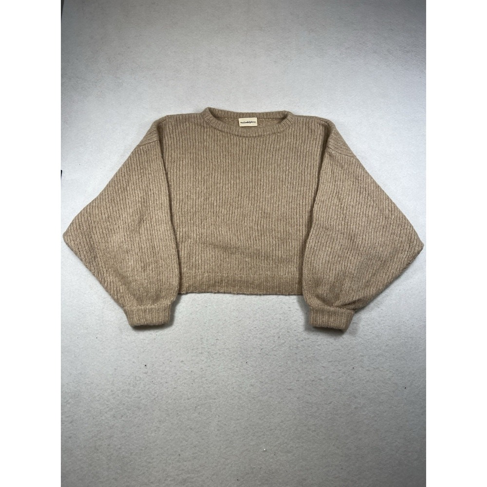 Sweater Atelier Delphine Sweater Tan Wool Alpaca Blend M / L  Merino Crop!